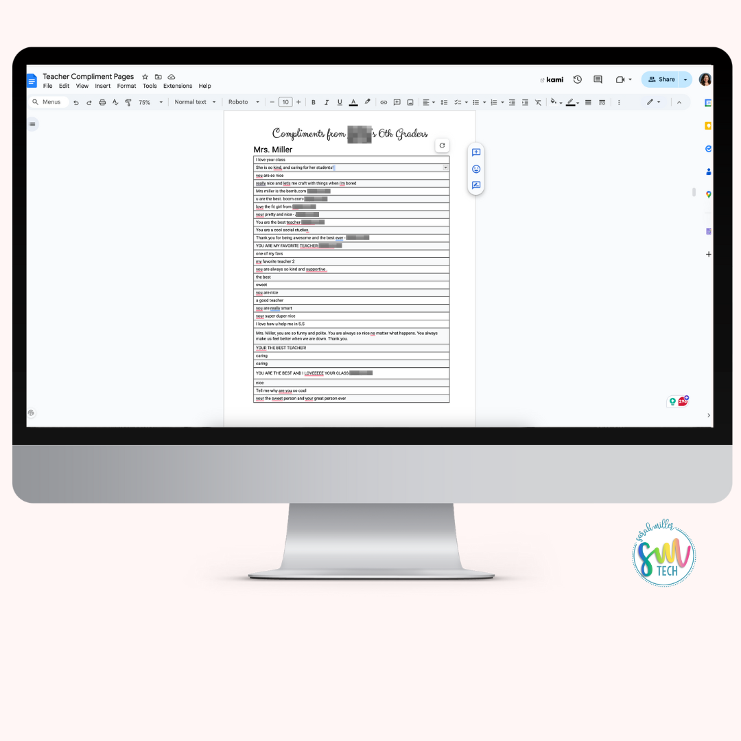  Google Doc for responses about teachers 