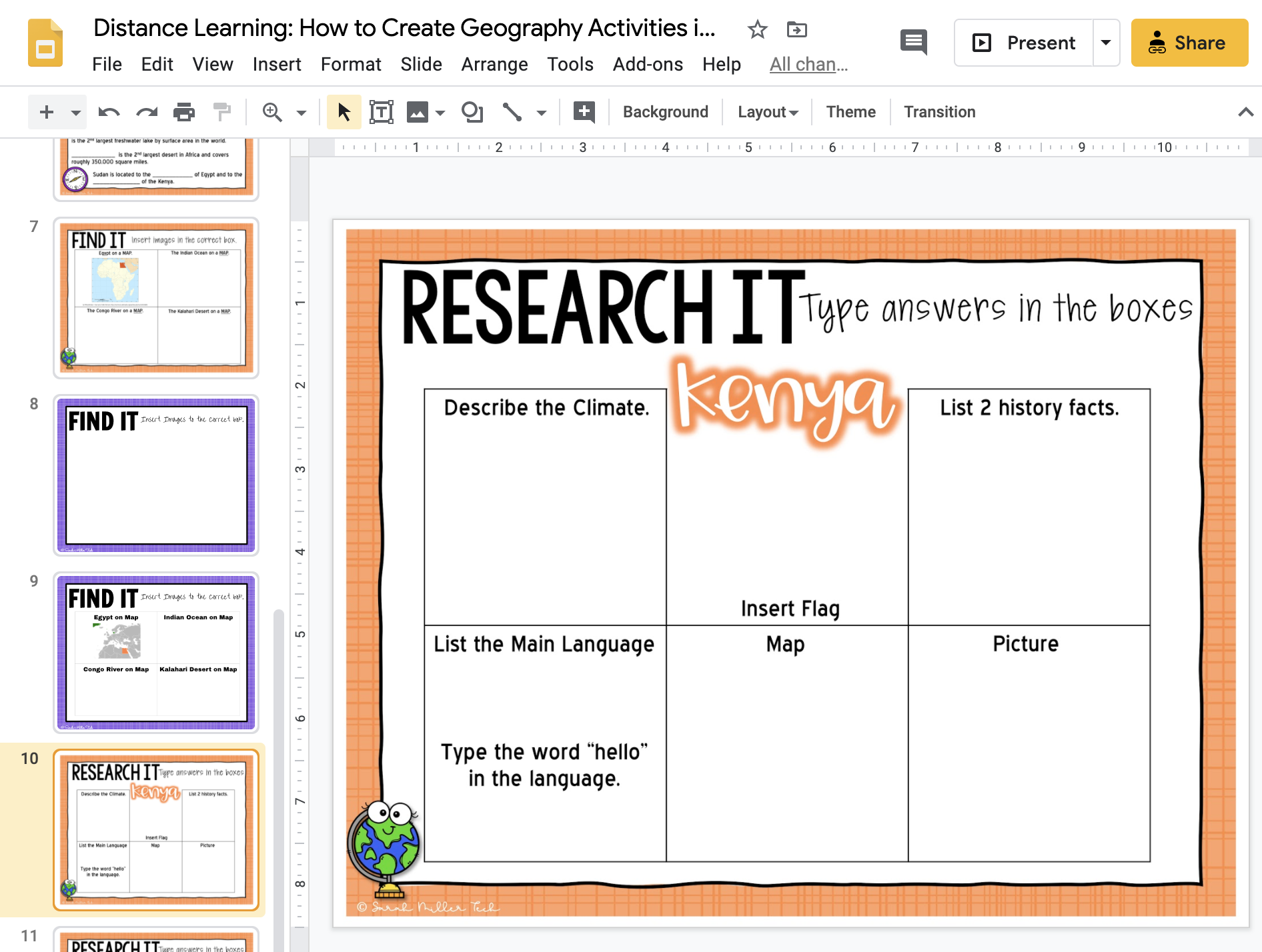 Research: Students insert text into their slides