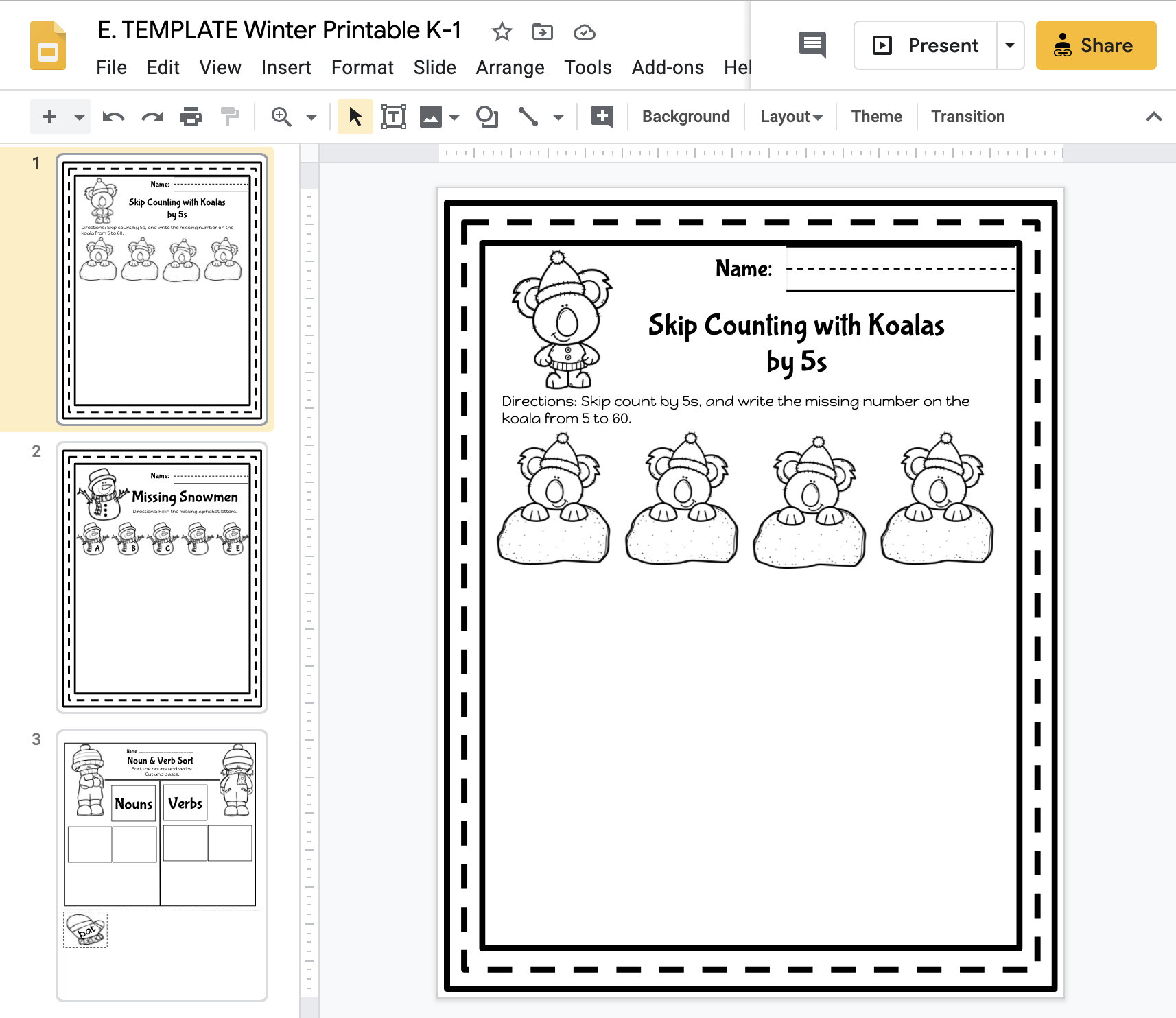 Digital Template for Teachers