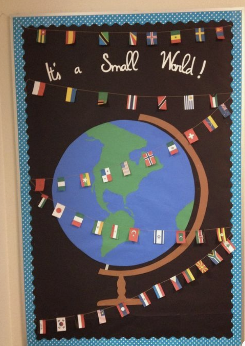 Decorate your door with a globe and flags!
