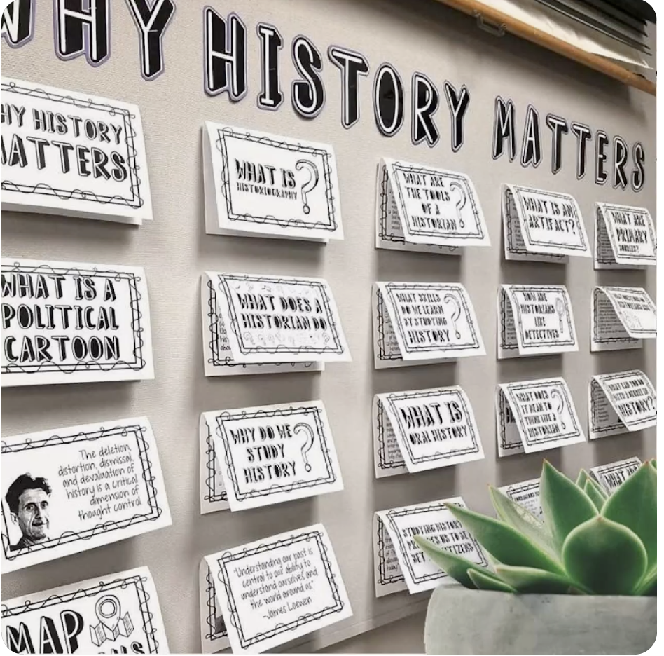 “Why history matters” Bulletin Board set by Social Studies Toolbox